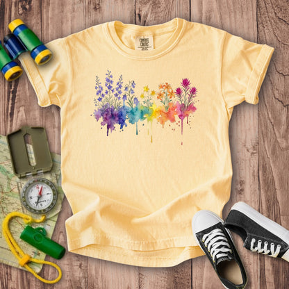 Watercolor Olympic Wildflowers Kids Cotton T-Shirt