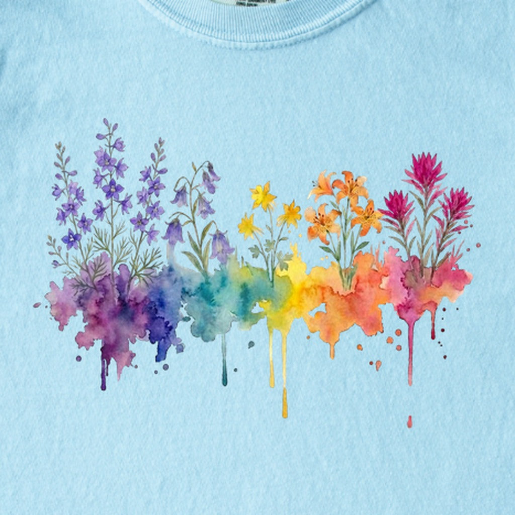 Watercolor Olympic Wildflowers Kids Cotton T-Shirt