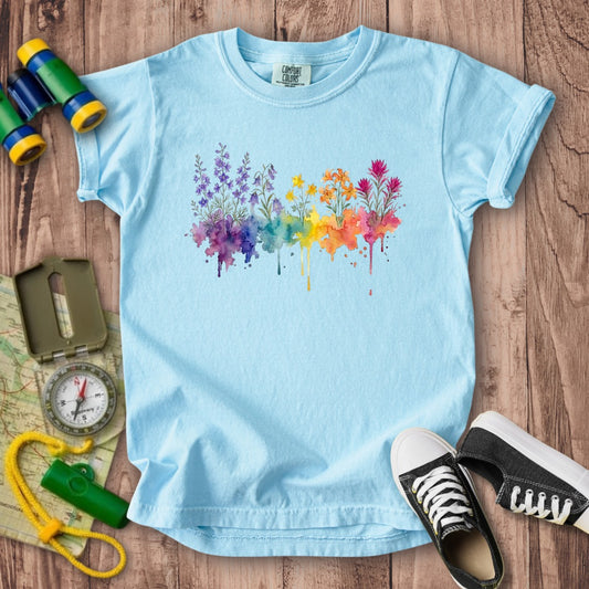 Watercolor Olympic Wildflowers Kids Cotton T-Shirt