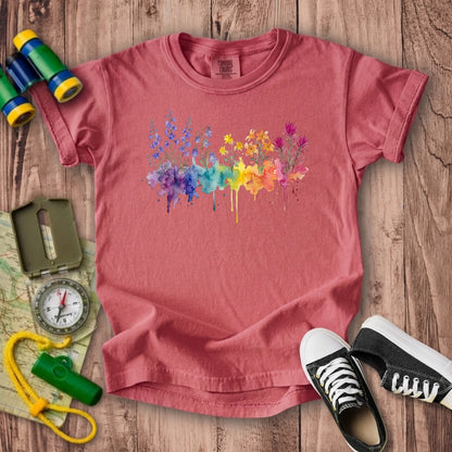 Watercolor Olympic Wildflowers Kids Cotton T-Shirt