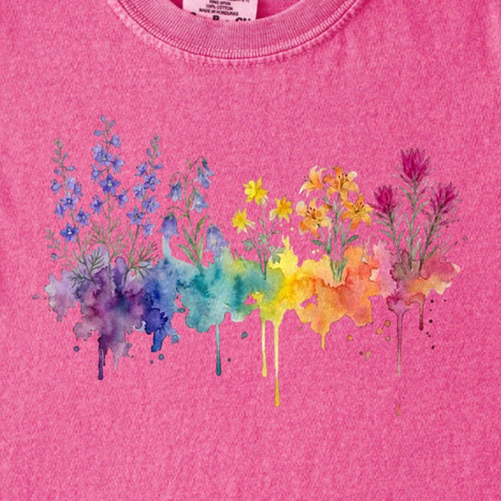Watercolor Olympic Wildflowers Kids Cotton T-Shirt