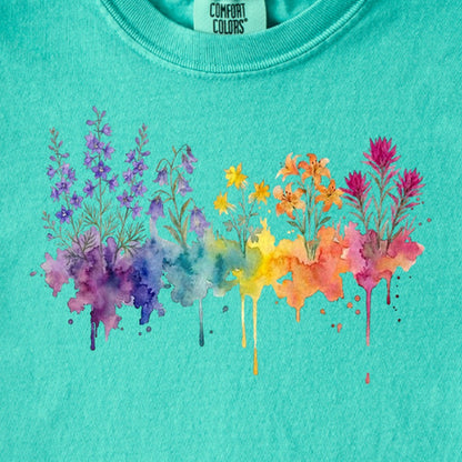 Watercolor Olympic Wildflowers Kids Cotton T-Shirt