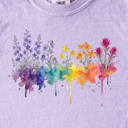 Watercolor Olympic Wildflowers Kids Cotton T-Shirt