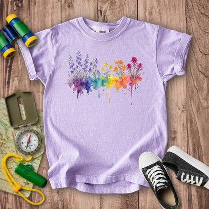 Watercolor Olympic Wildflowers Kids Cotton T-Shirt