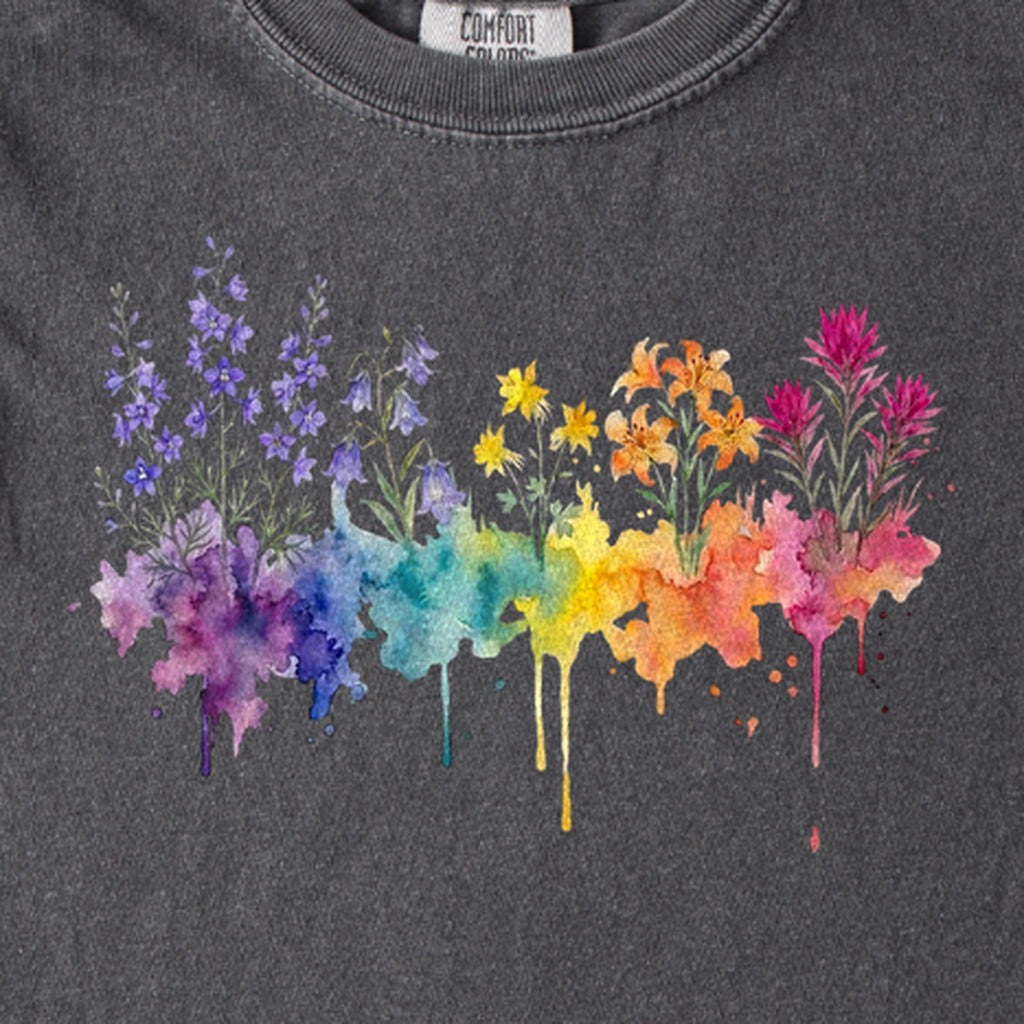 Watercolor Olympic Wildflowers Kids Cotton T-Shirt