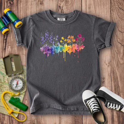 Watercolor Olympic Wildflowers Kids Cotton T-Shirt