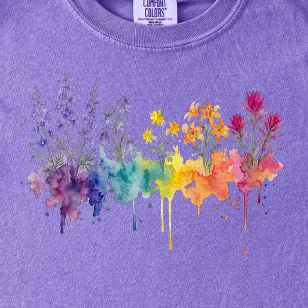 Watercolor Olympic Wildflowers Kids Cotton T-Shirt