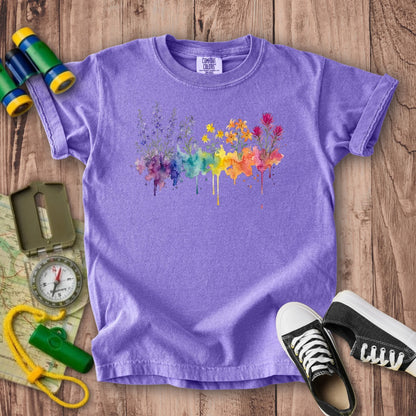 Watercolor Olympic Wildflowers Kids Cotton T-Shirt
