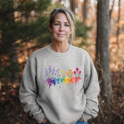 Watercolor Olympic Wildflowers Crewneck Sweatshirt