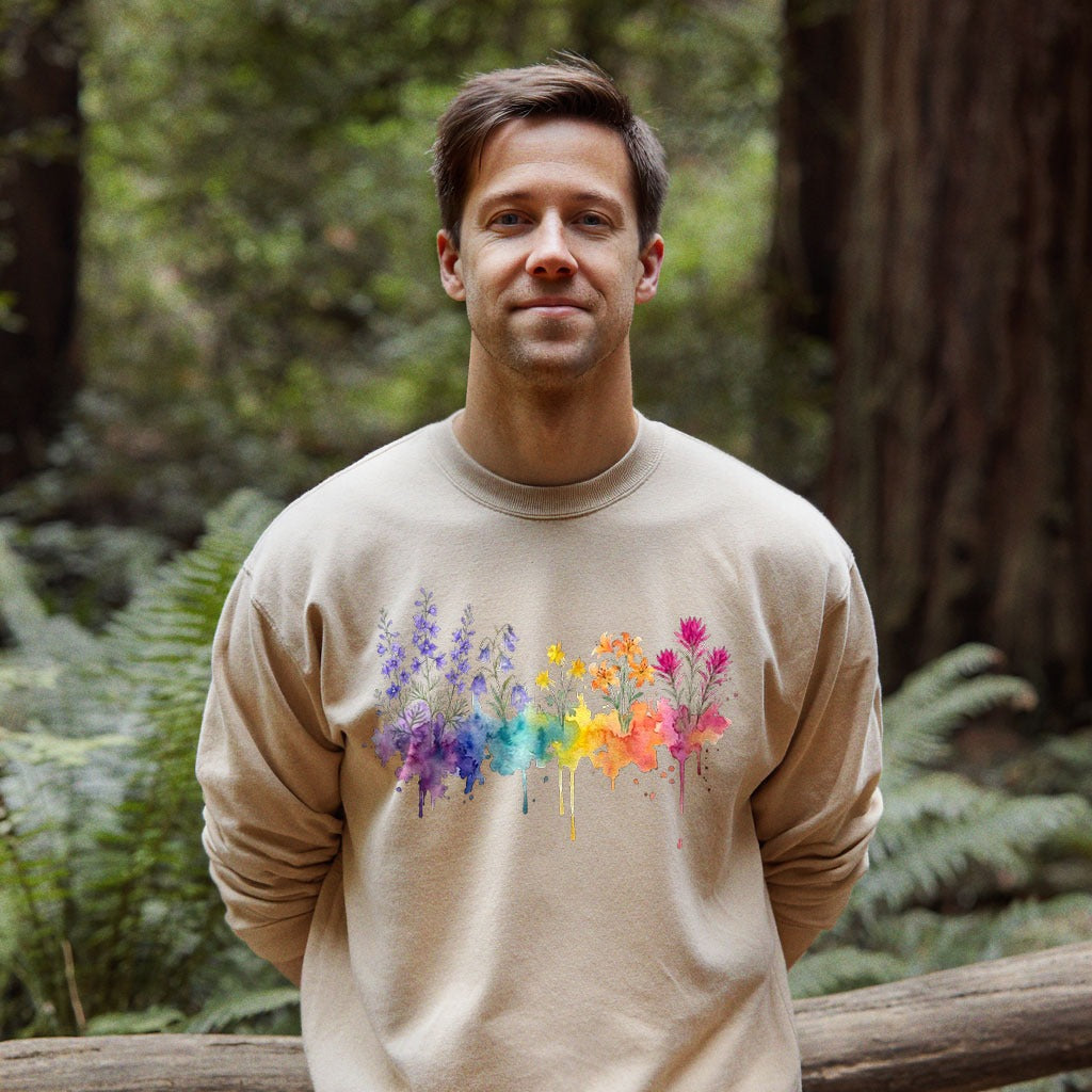 Watercolor Olympic Wildflowers Crewneck Sweatshirt