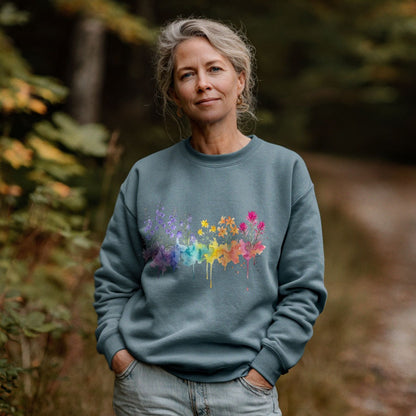 Watercolor Olympic Wildflowers Crewneck Sweatshirt
