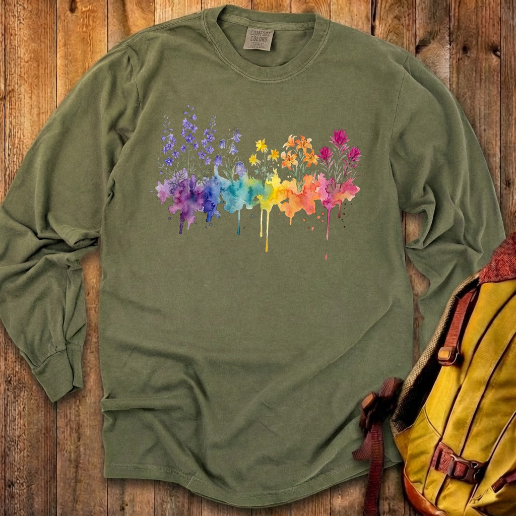 Watercolor Olympic Wildflowers Premium Long Sleeve