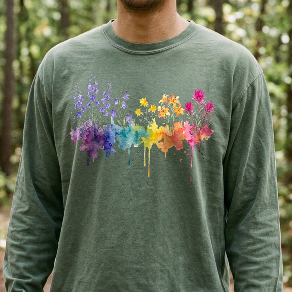Watercolor Olympic Wildflowers Premium Long Sleeve