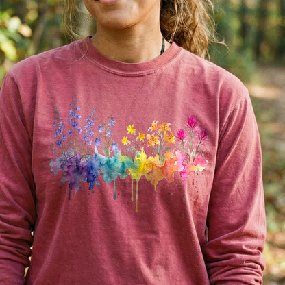 Watercolor Olympic Wildflowers Premium Long Sleeve