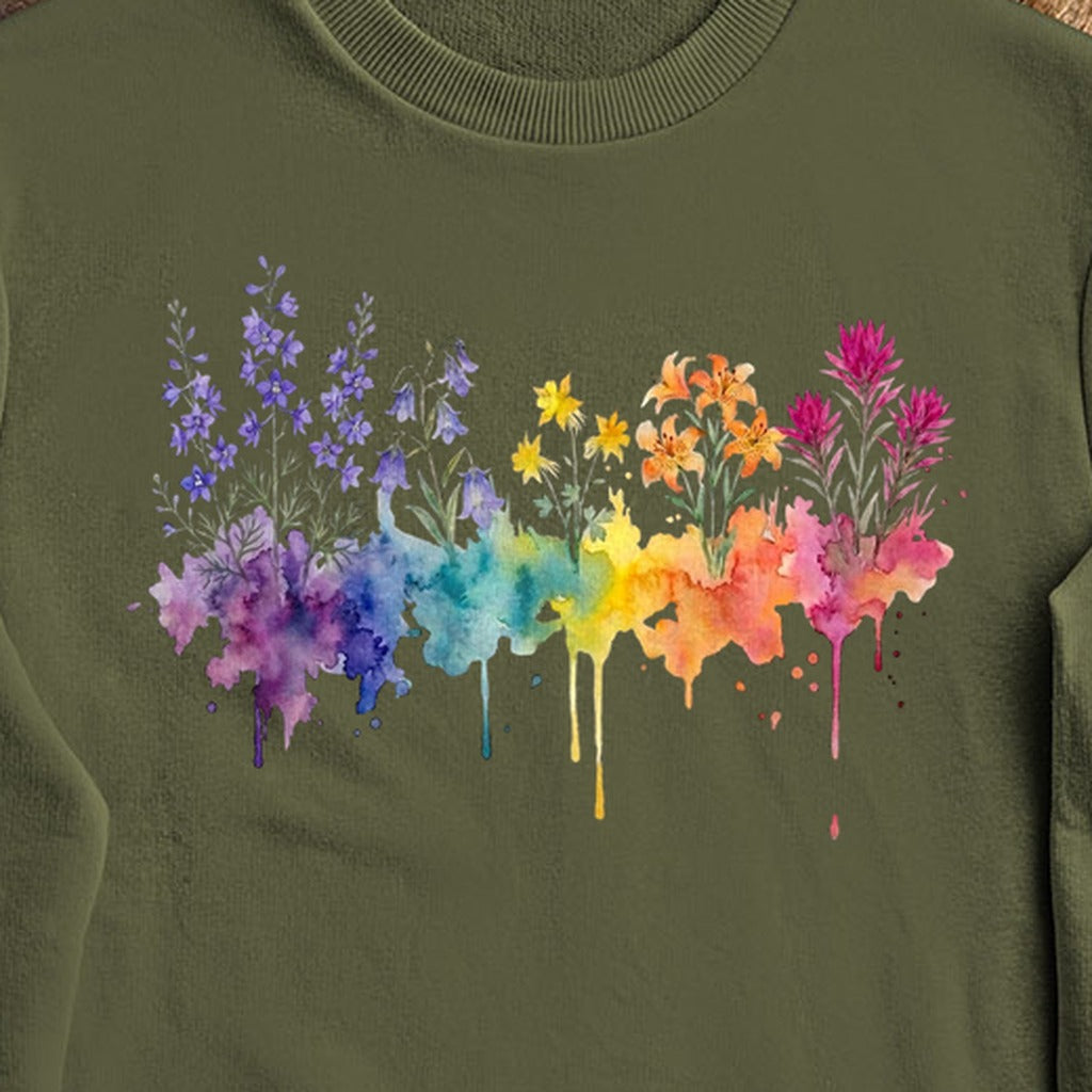Watercolor Olympic Wildflowers Crewneck Sweatshirt