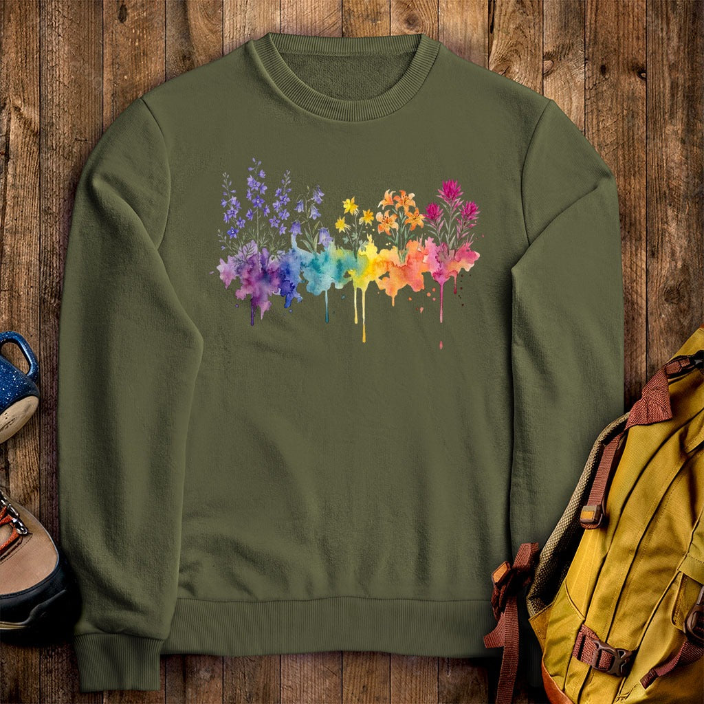 Watercolor Olympic Wildflowers Crewneck Sweatshirt