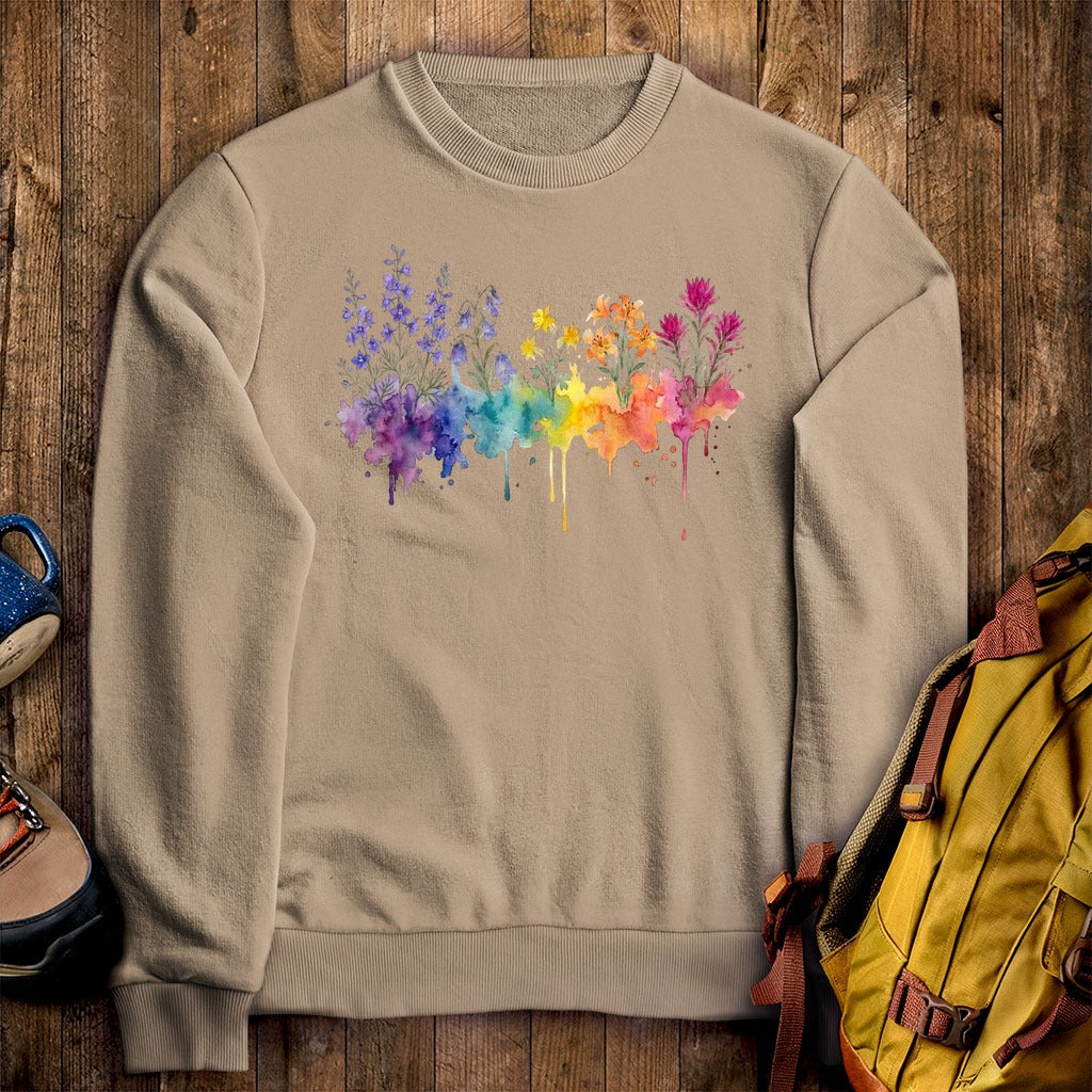 Watercolor Olympic Wildflowers Crewneck Sweatshirt