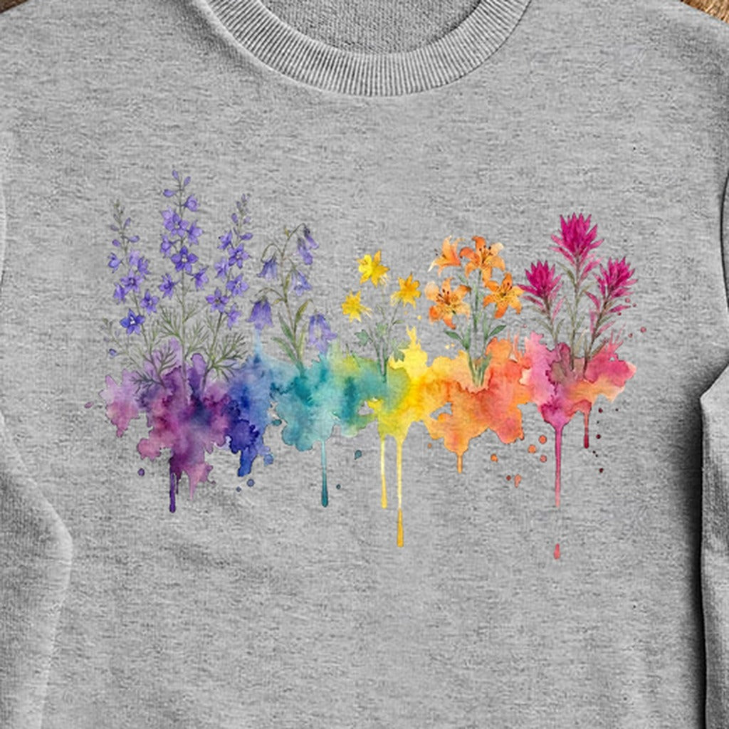 Watercolor Olympic Wildflowers Crewneck Sweatshirt