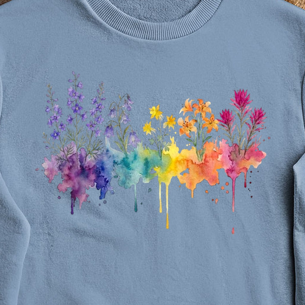 Watercolor Olympic Wildflowers Crewneck Sweatshirt