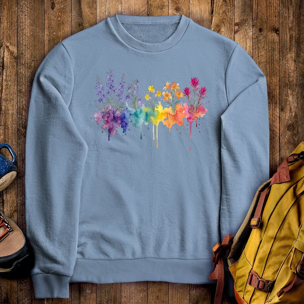 Watercolor Olympic Wildflowers Crewneck Sweatshirt