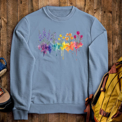 Watercolor Olympic Wildflowers Crewneck Sweatshirt
