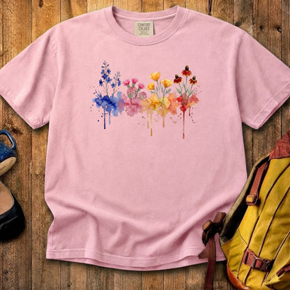 Watercolor Petrified Forest Wildflowers Cotton T-Shirt