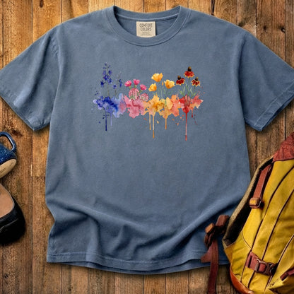 Watercolor Petrified Forest Wildflowers Cotton T-Shirt