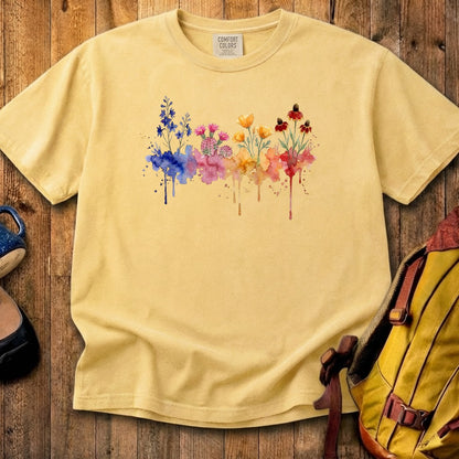 Watercolor Petrified Forest Wildflowers Cotton T-Shirt