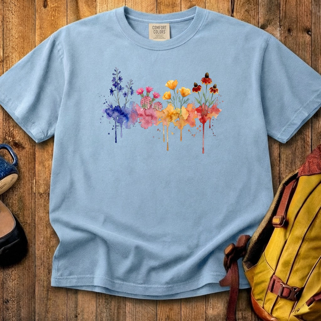 Watercolor Petrified Forest Wildflowers Cotton T-Shirt