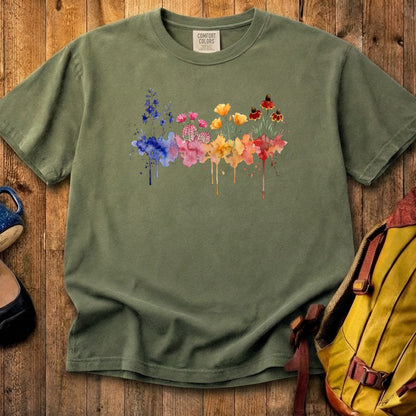 Watercolor Petrified Forest Wildflowers Cotton T-Shirt