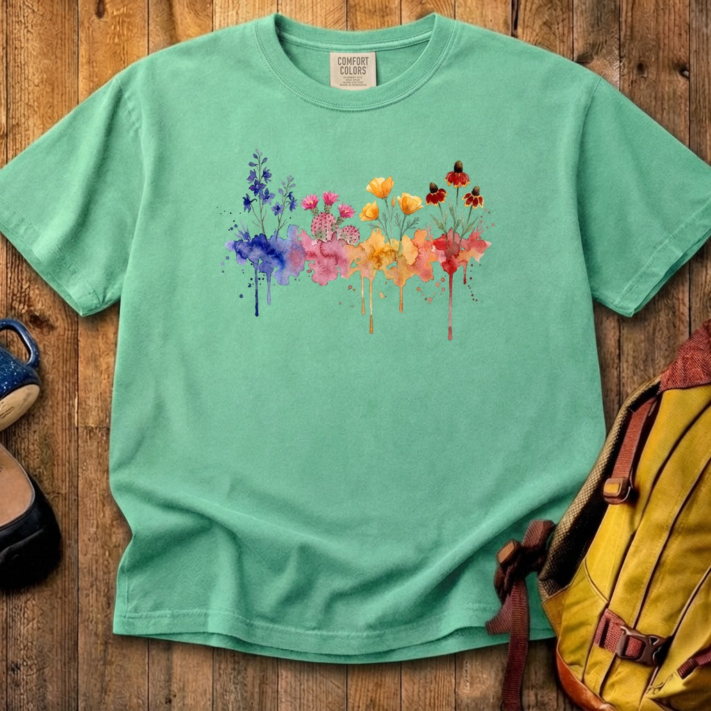 Watercolor Petrified Forest Wildflowers Cotton T-Shirt