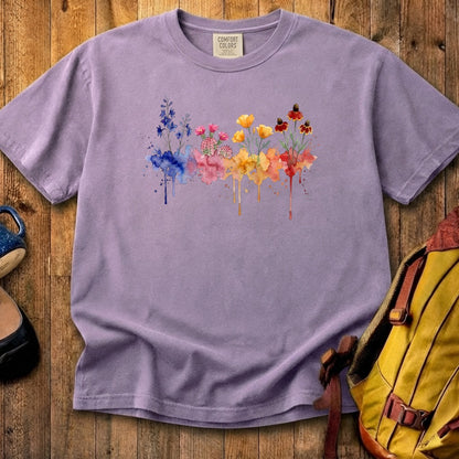 Watercolor Petrified Forest Wildflowers Cotton T-Shirt