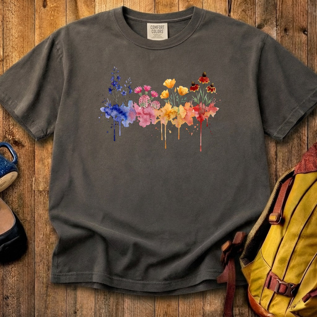 Watercolor Petrified Forest Wildflowers Cotton T-Shirt