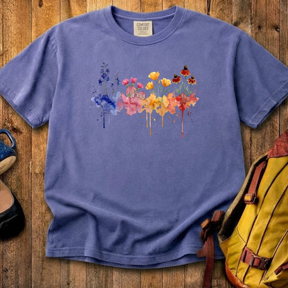 Watercolor Petrified Forest Wildflowers Cotton T-Shirt