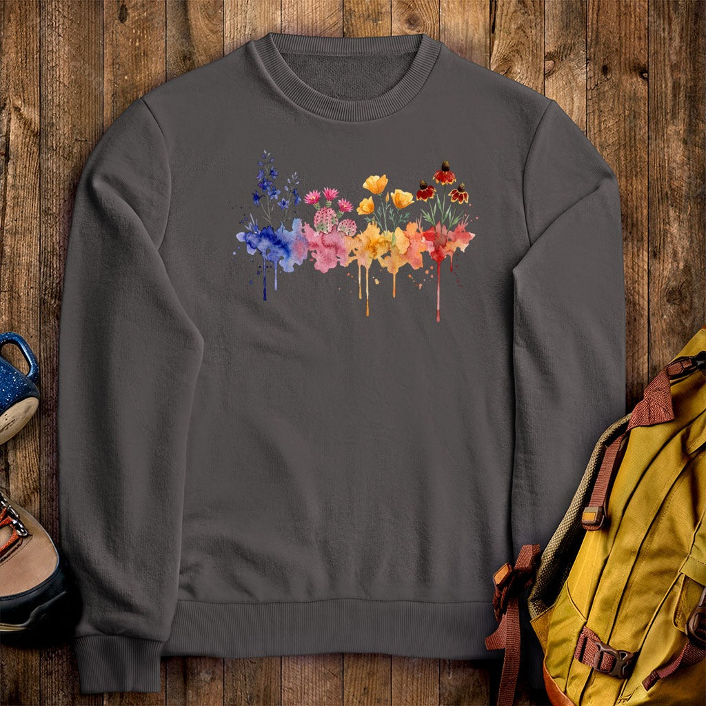 Watercolor Petrified Forest Wildflowers Crewneck Sweatshirt
