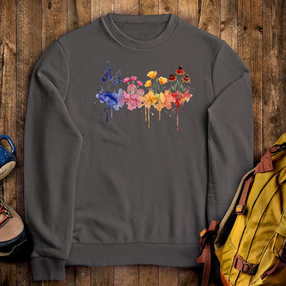 Watercolor Petrified Forest Wildflowers Crewneck Sweatshirt