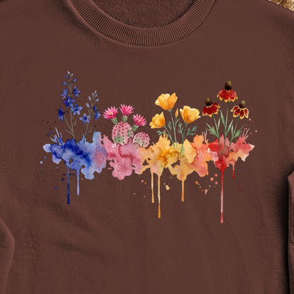Watercolor Petrified Forest Wildflowers Crewneck Sweatshirt