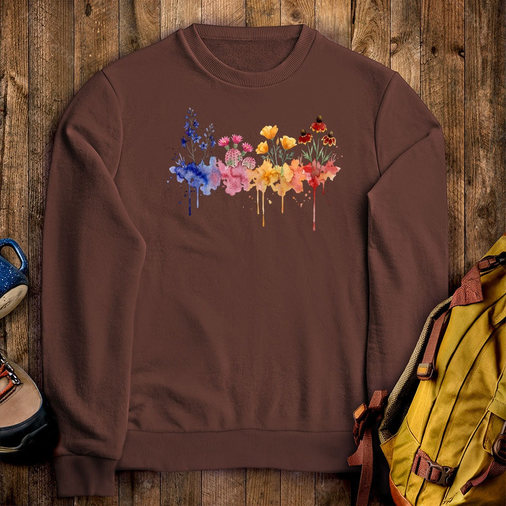 Watercolor Petrified Forest Wildflowers Crewneck Sweatshirt