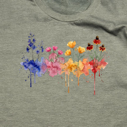 Watercolor Petrified Forest Wildflowers T-Shirt