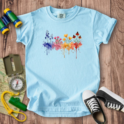 Watercolor Petrified Forest Wildflowers Kids Cotton T-Shirt