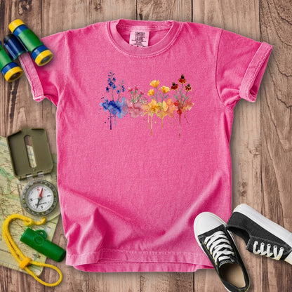 Watercolor Petrified Forest Wildflowers Kids Cotton T-Shirt