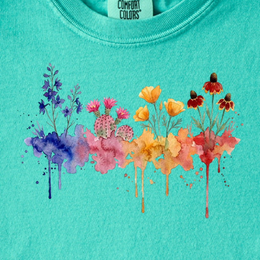 Watercolor Petrified Forest Wildflowers Kids Cotton T-Shirt