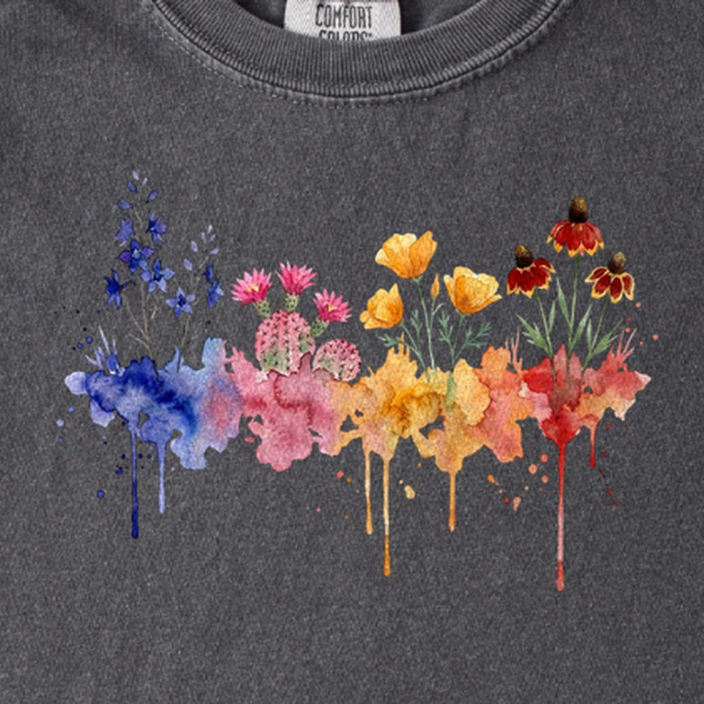 Watercolor Petrified Forest Wildflowers Kids Cotton T-Shirt