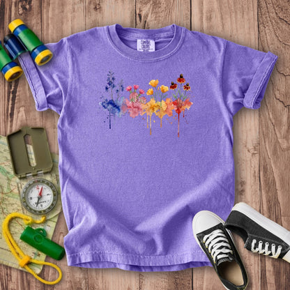 Watercolor Petrified Forest Wildflowers Kids Cotton T-Shirt