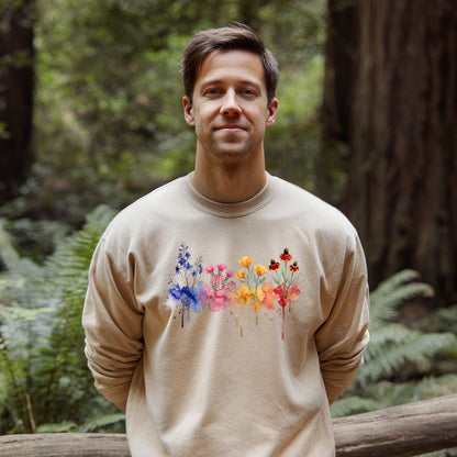 Watercolor Petrified Forest Wildflowers Crewneck Sweatshirt