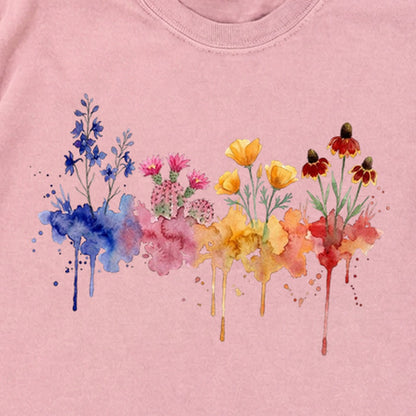 Watercolor Petrified Forest Wildflowers Premium Long Sleeve