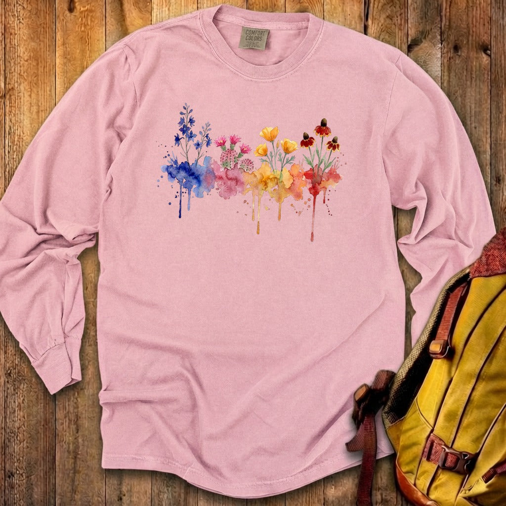 Watercolor Petrified Forest Wildflowers Premium Long Sleeve