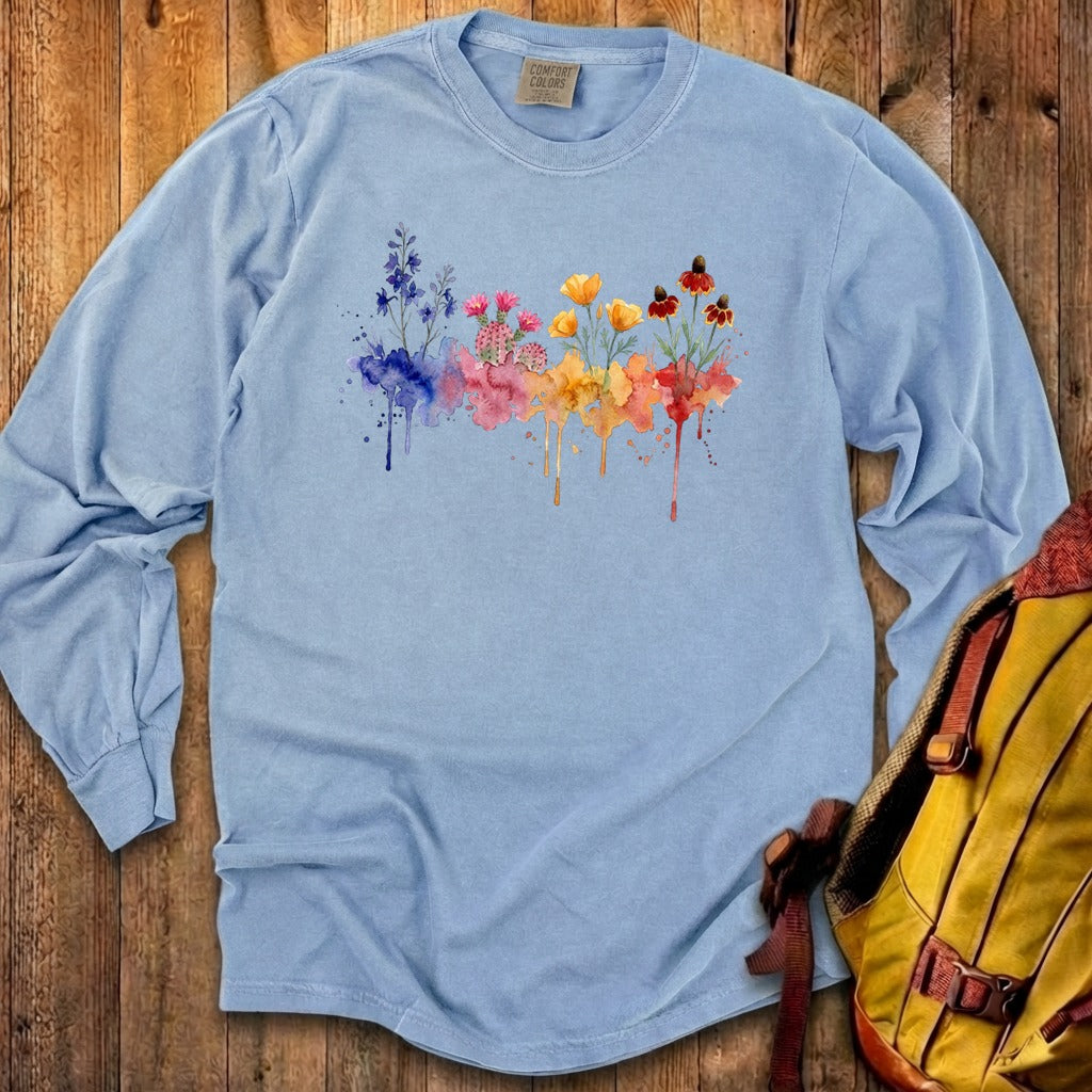 Watercolor Petrified Forest Wildflowers Premium Long Sleeve
