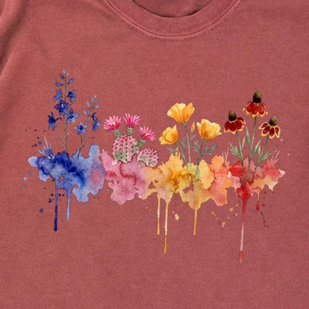 Watercolor Petrified Forest Wildflowers Premium Long Sleeve