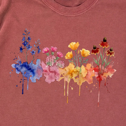 Watercolor Petrified Forest Wildflowers Premium Long Sleeve